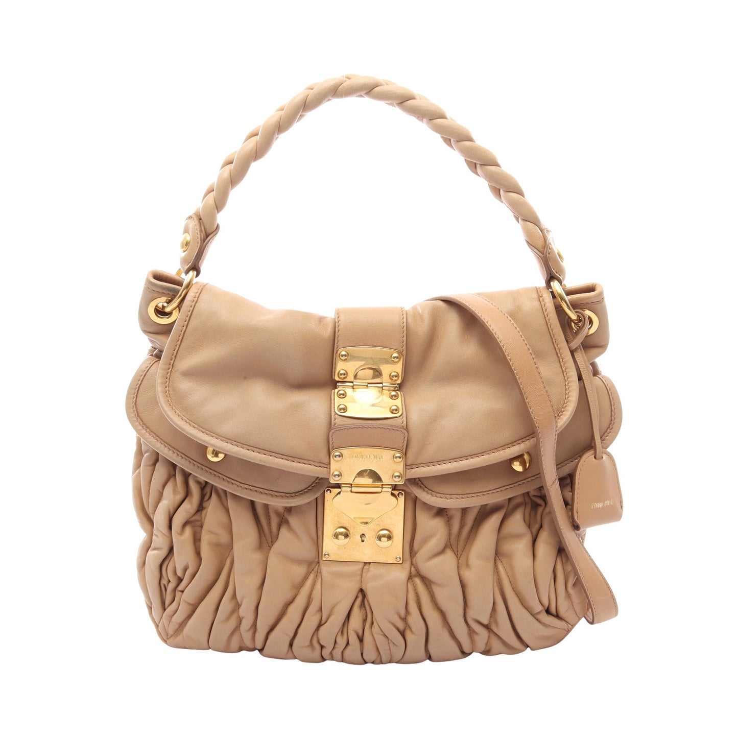 マテラッセ 2WAY ハンドバッグ レザー ベージュ ミュウミュウ バッグ miu miu
