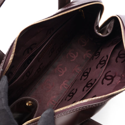 ワイルドステッチ ハンドバッグ ミニボストンバッグ レザー ボルドー ゴールド金具 シャネル