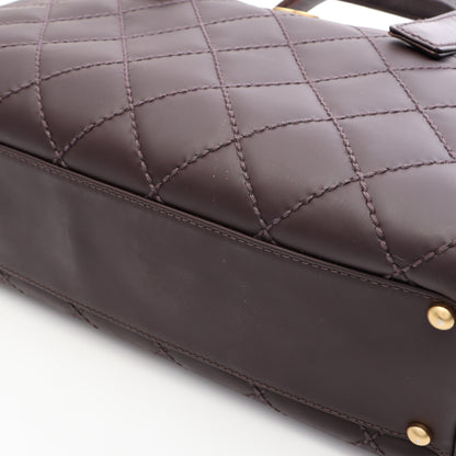 ワイルドステッチ ハンドバッグ ミニボストンバッグ レザー ボルドー ゴールド金具 シャネル
