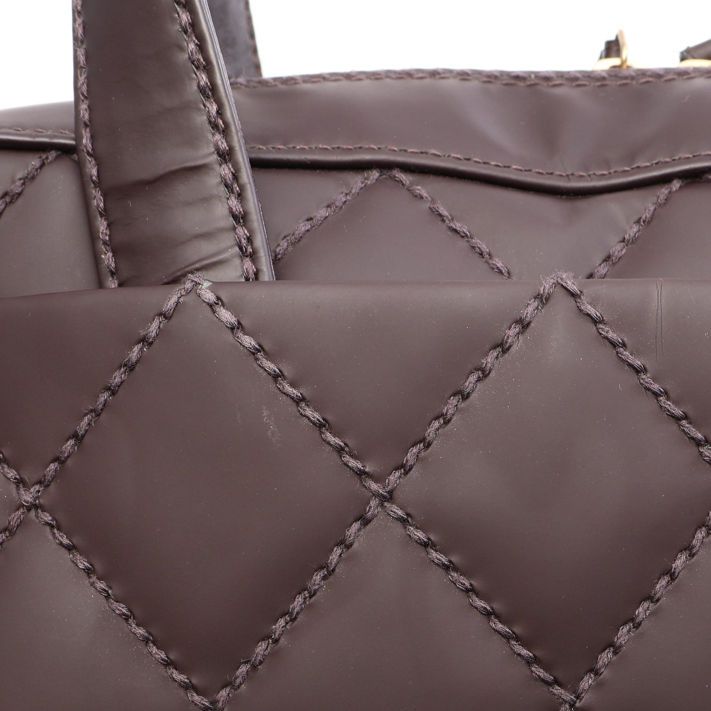 ワイルドステッチ ハンドバッグ ミニボストンバッグ レザー ボルドー ゴールド金具 シャネル