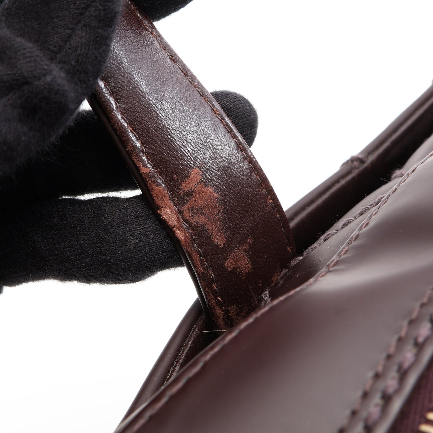 ワイルドステッチ ハンドバッグ ミニボストンバッグ レザー ボルドー ゴールド金具 シャネル
