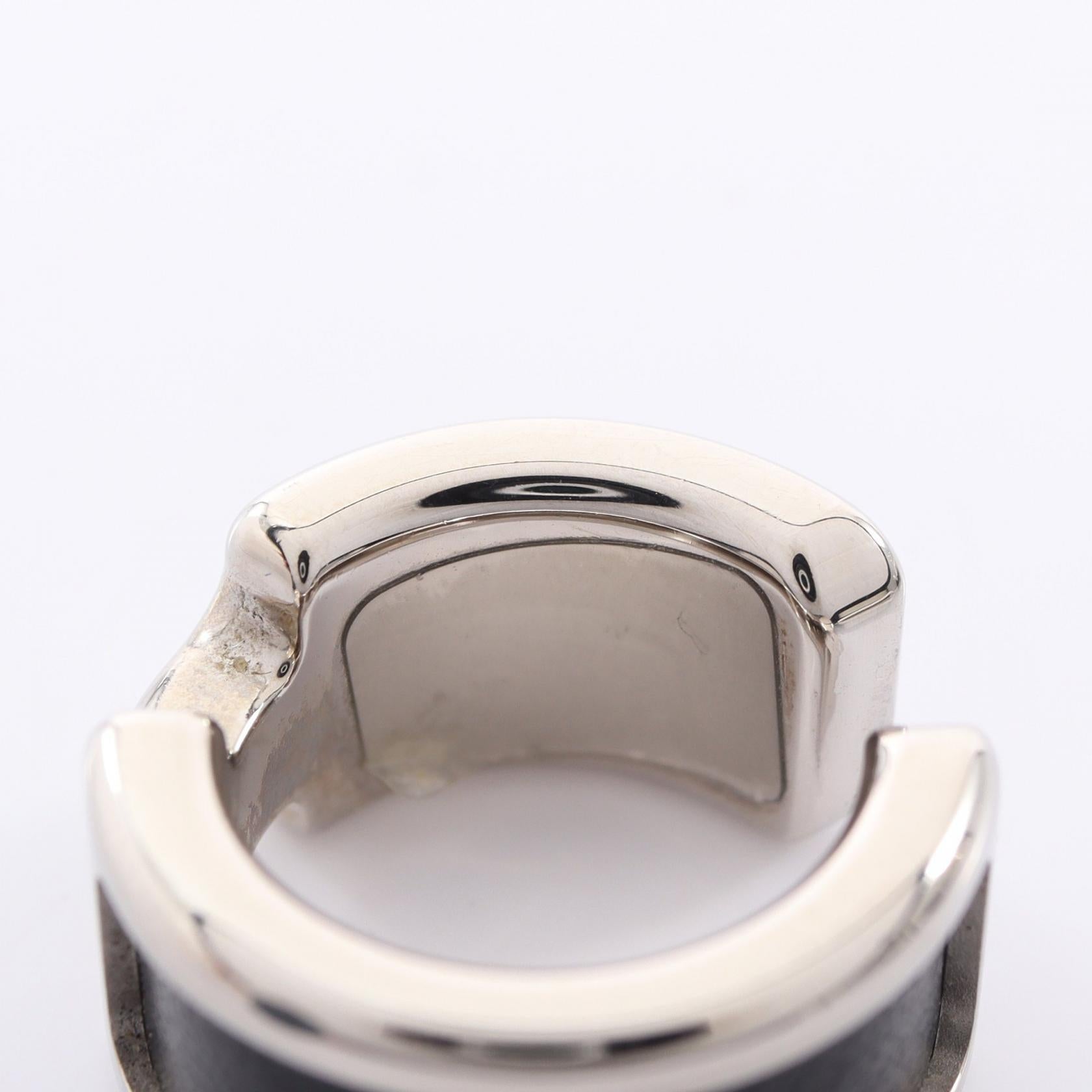 オランプPM イヤーカフ レザー ブラック シルバー エルメス アクセサリー HERMES