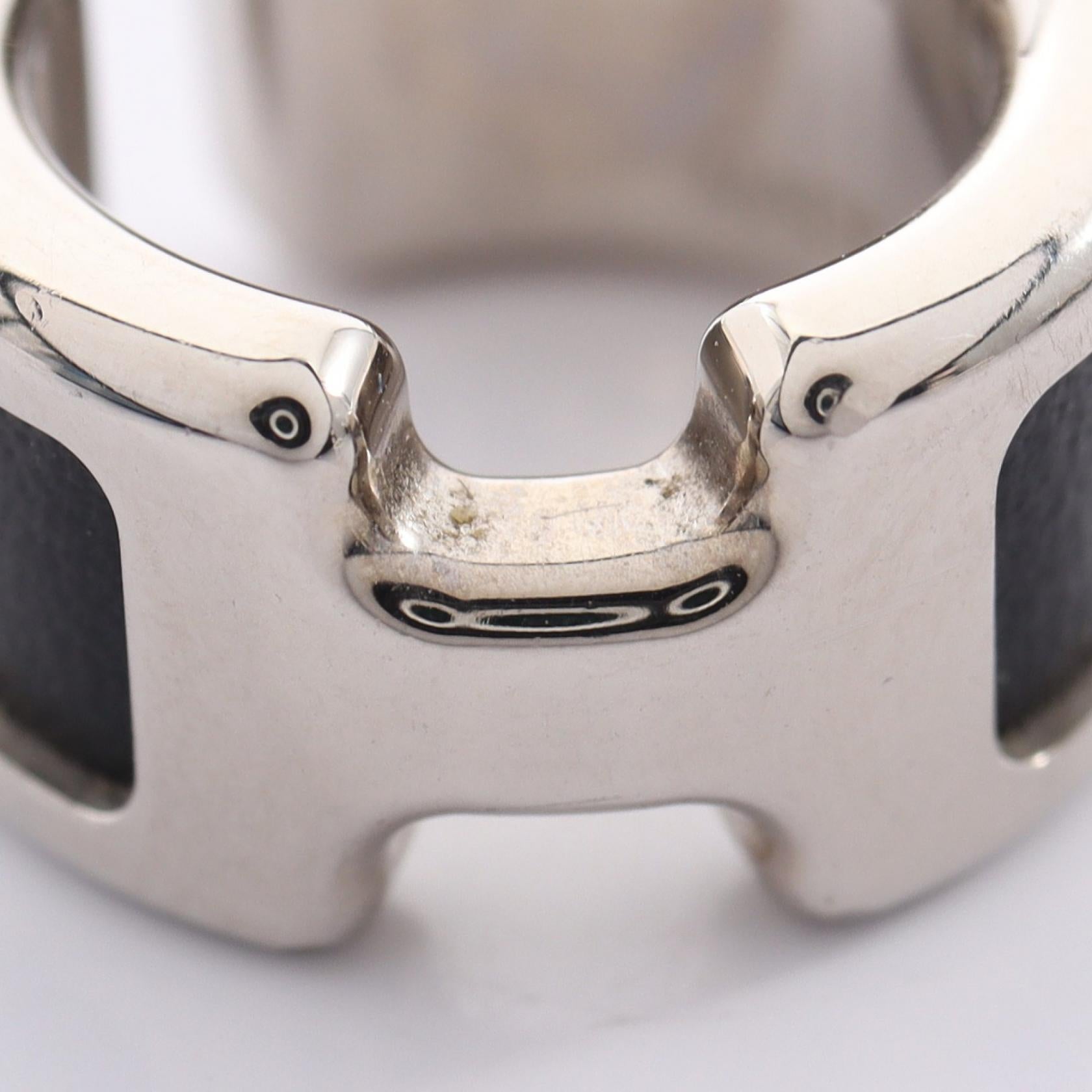 オランプPM イヤーカフ レザー ブラック シルバー エルメス アクセサリー HERMES