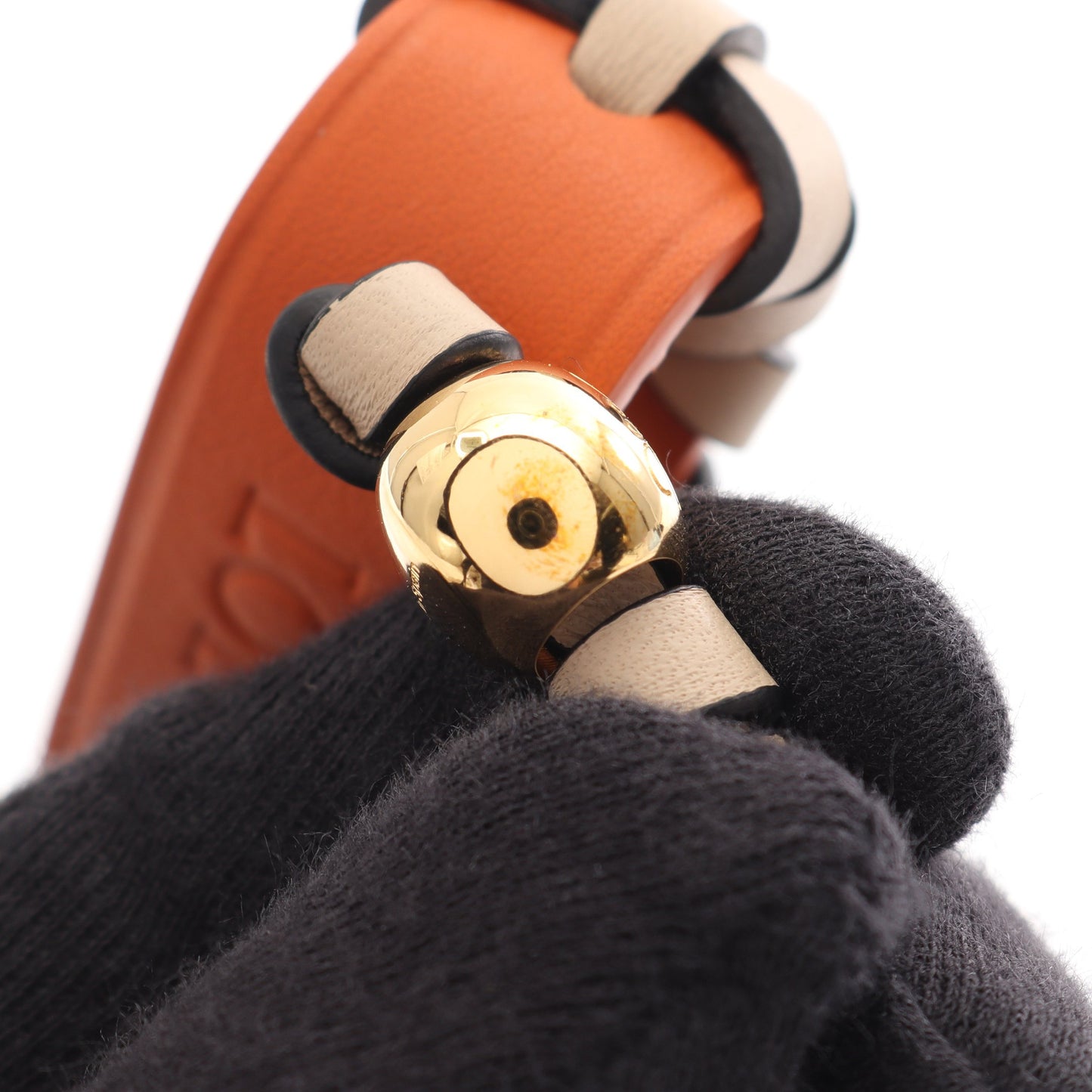 クロス ブレイデッド ストラップ キーリング キーホルダー バッグチャーム レザー オレンジ グレーベージュ ロエベ