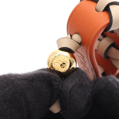 クロス ブレイデッド ストラップ キーリング キーホルダー バッグチャーム レザー オレンジ グレーベージュ ロエベ