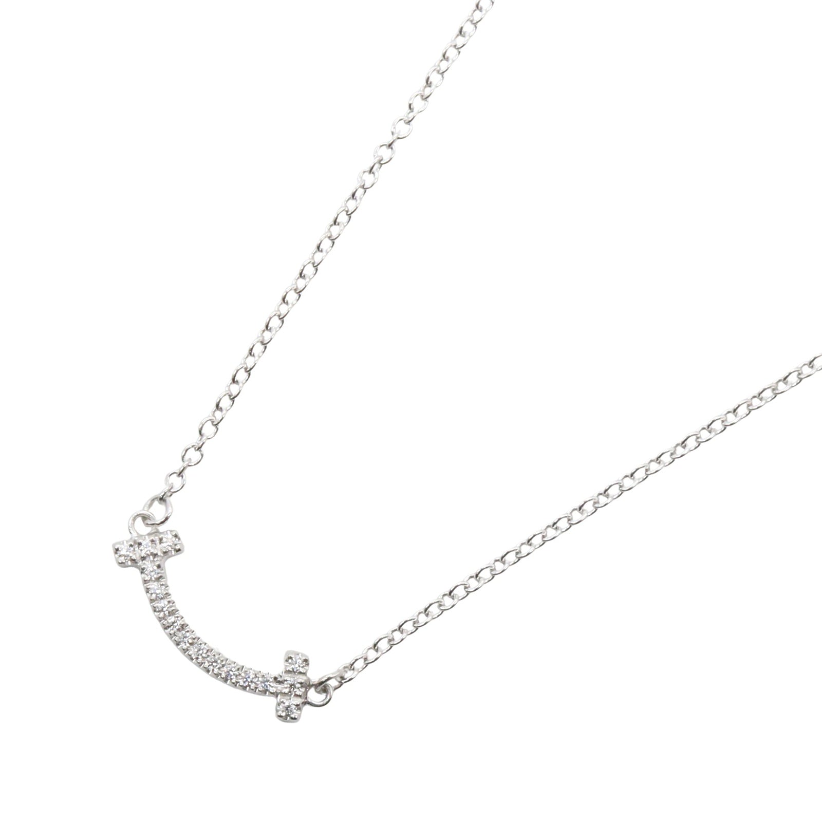 Tスマイル ミニ ネックレス ダイヤ ネックレス K18WG ダイヤモンド ホワイトゴールド クリア ティファニー アクセサリー TIFFANY & Co.