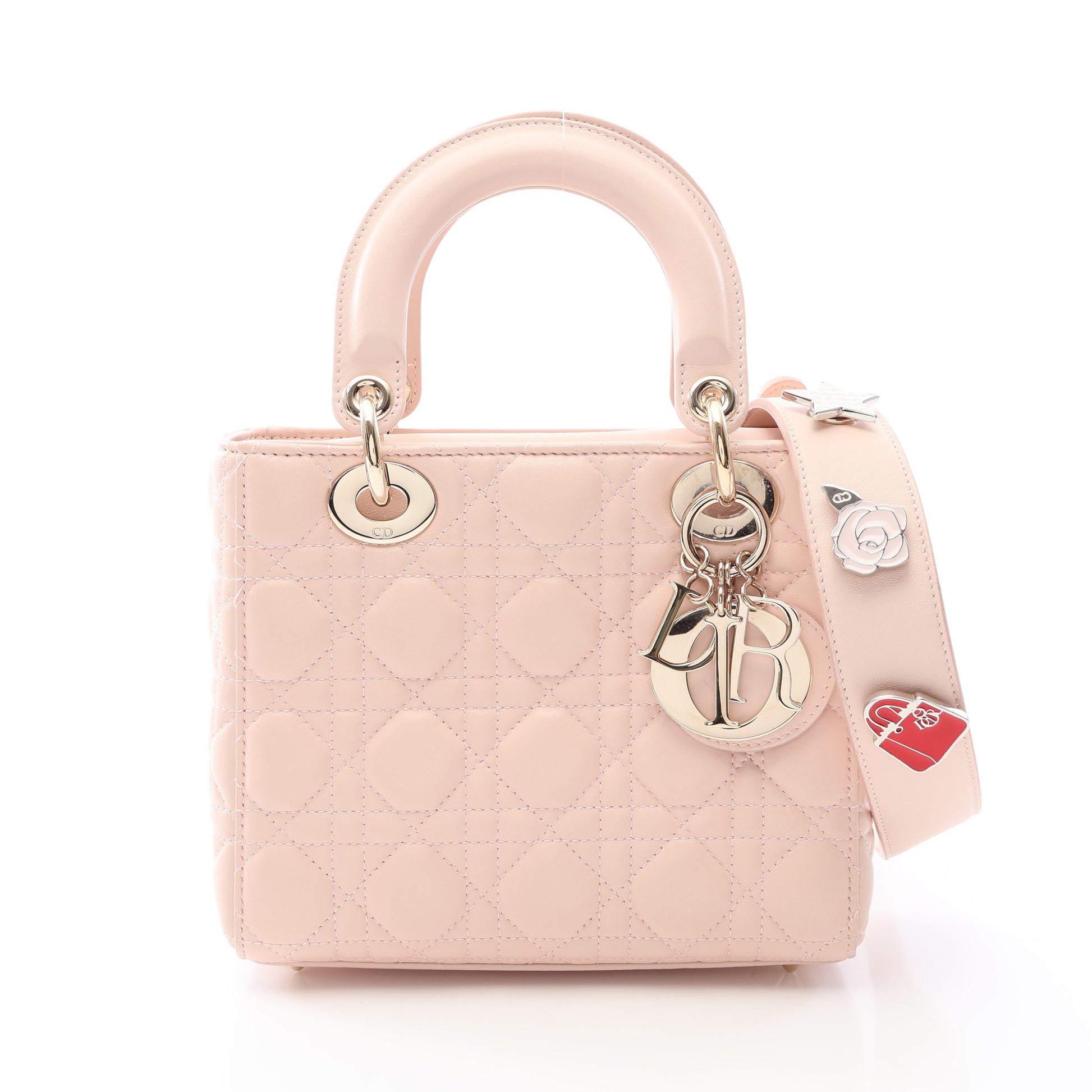 LADY DIOR MY ABCDIOR レディディオール スモール カナージュ 2WAY ハンドバッグ レザー ライトピンク クリスチャンディオール バッグ Christian Dior
