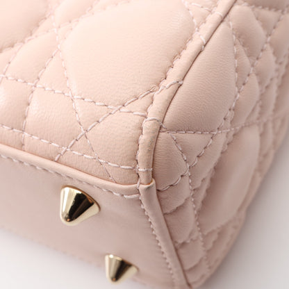 LADY DIOR MY ABCDIOR レディディオール スモール カナージュ 2WAY ハンドバッグ レザー ライトピンク クリスチャンディオール バッグ Christian Dior