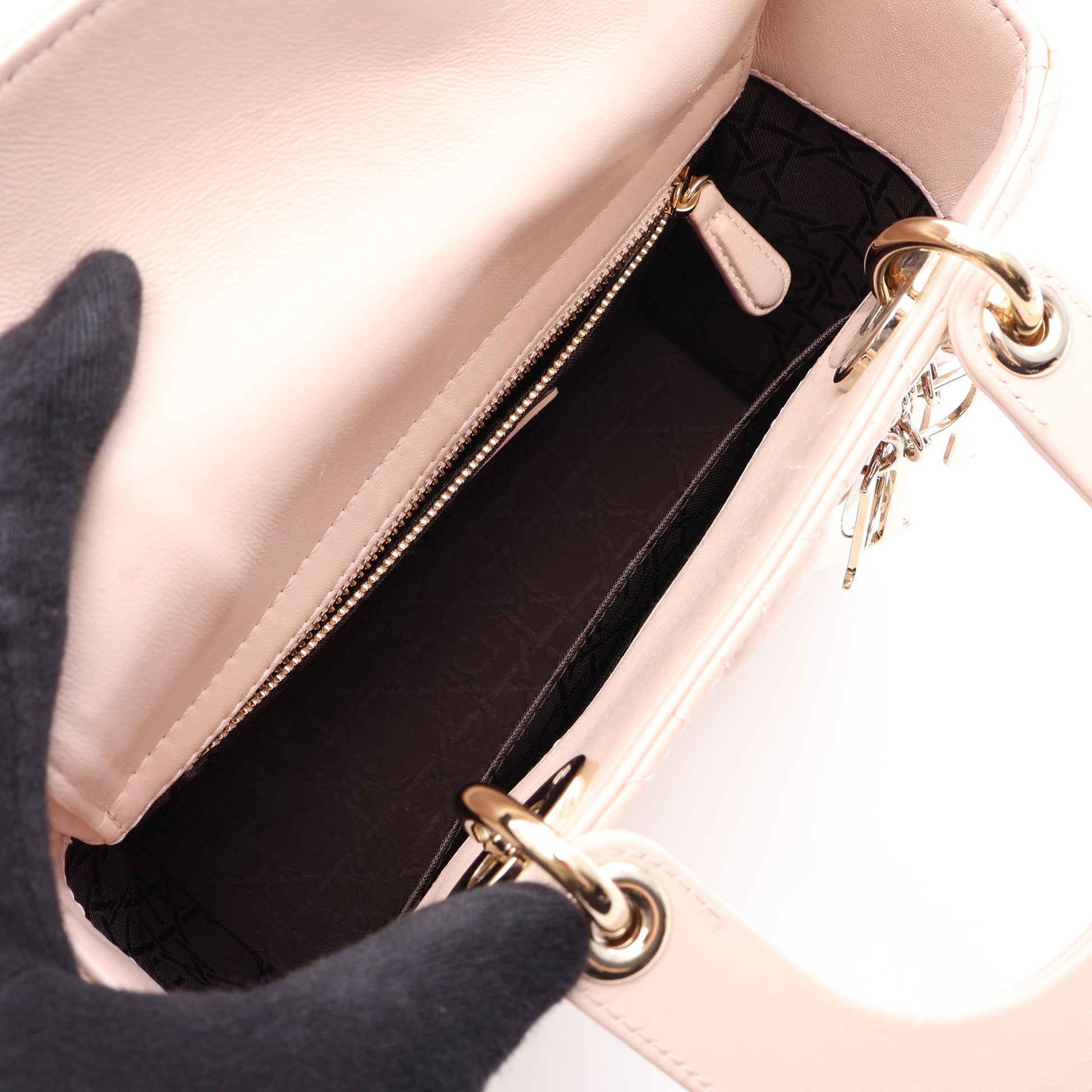 LADY DIOR MY ABCDIOR レディディオール スモール カナージュ 2WAY ハンドバッグ レザー ライトピンク クリスチャンディオール バッグ Christian Dior