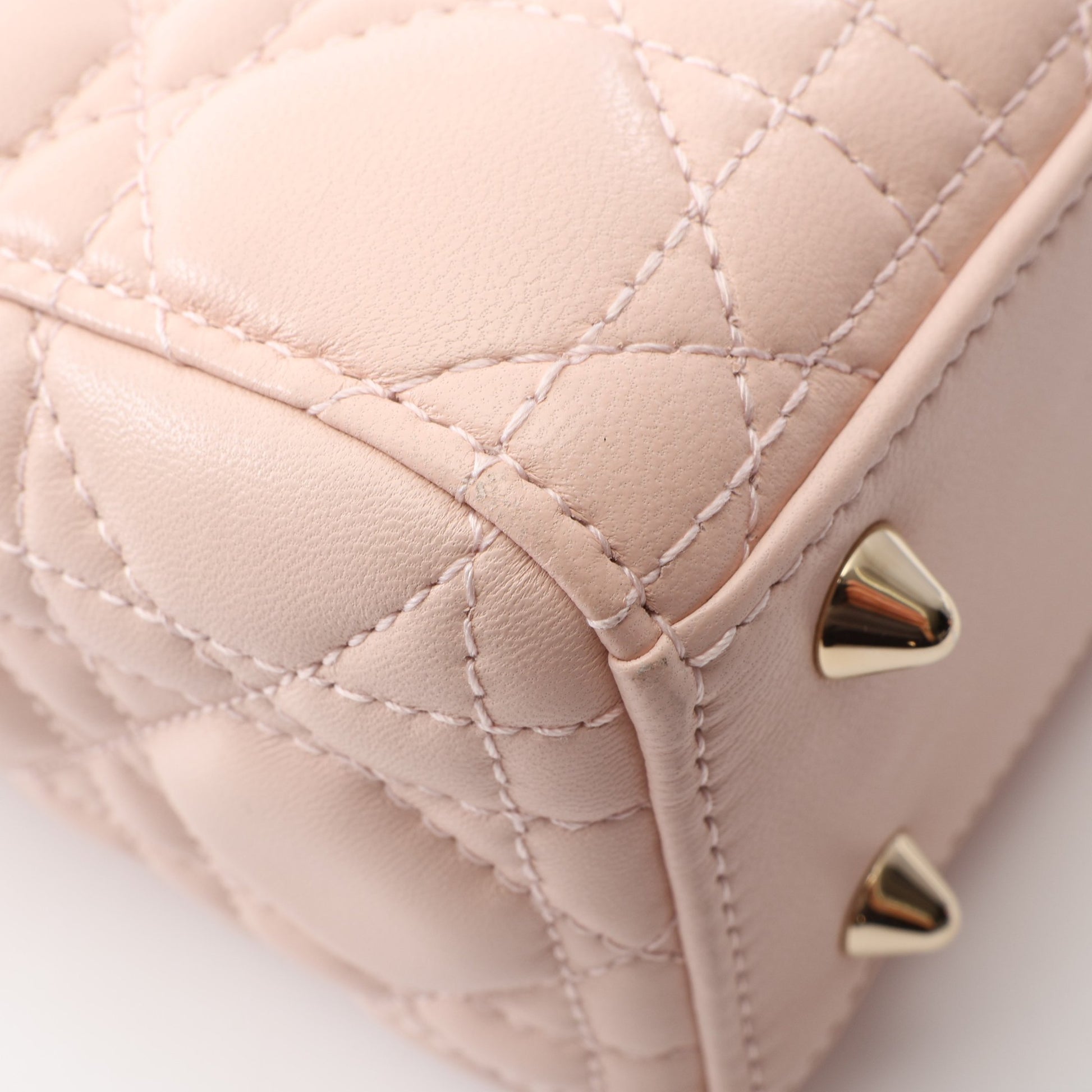 LADY DIOR MY ABCDIOR レディディオール スモール カナージュ 2WAY ハンドバッグ レザー ライトピンク クリスチャンディオール バッグ Christian Dior