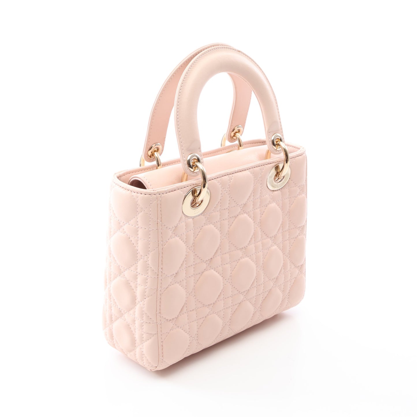 LADY DIOR MY ABCDIOR レディディオール スモール カナージュ 2WAY ハンドバッグ レザー ライトピンク クリスチャンディオール バッグ Christian Dior