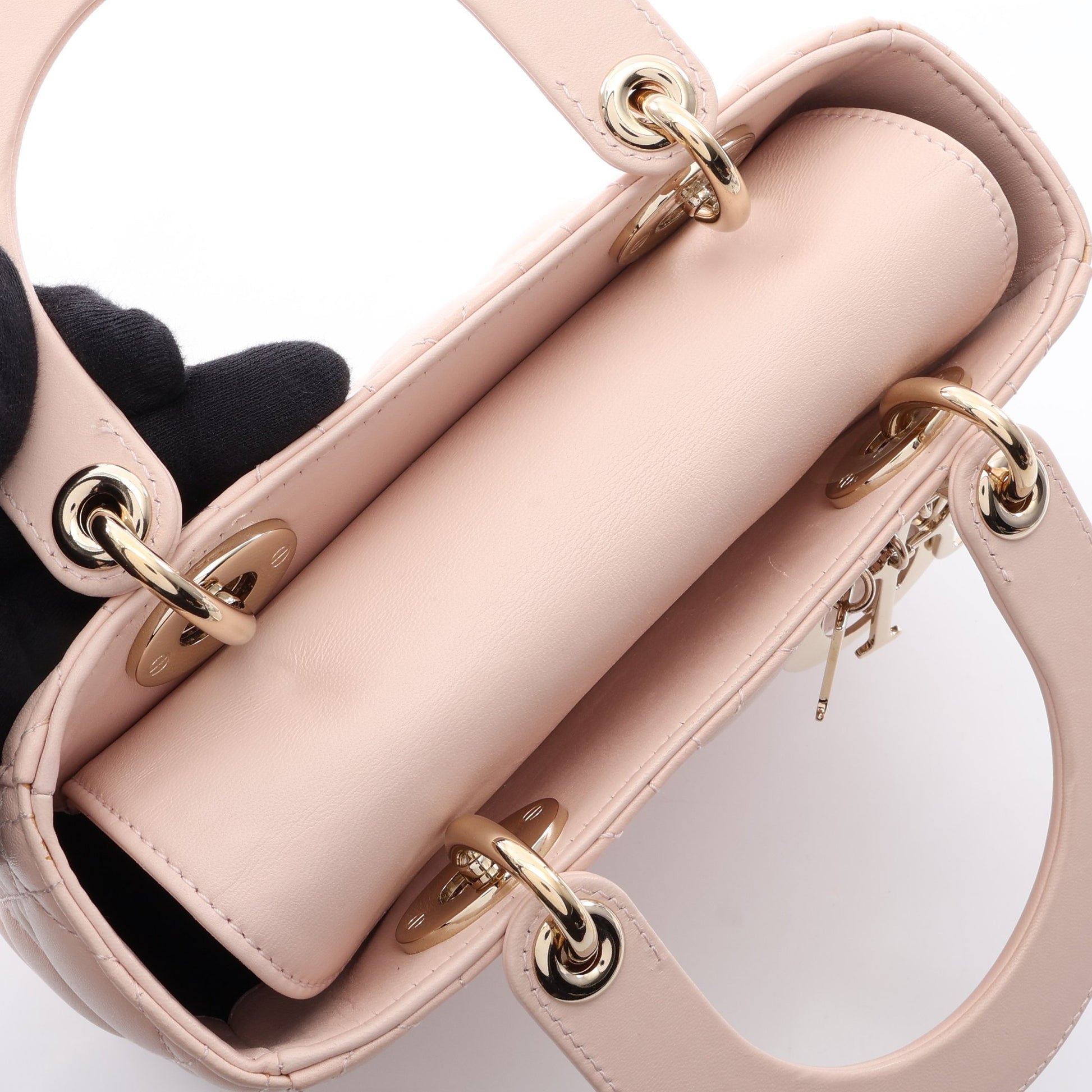 LADY DIOR MY ABCDIOR レディディオール スモール カナージュ 2WAY ハンドバッグ レザー ライトピンク クリスチャンディオール バッグ Christian Dior