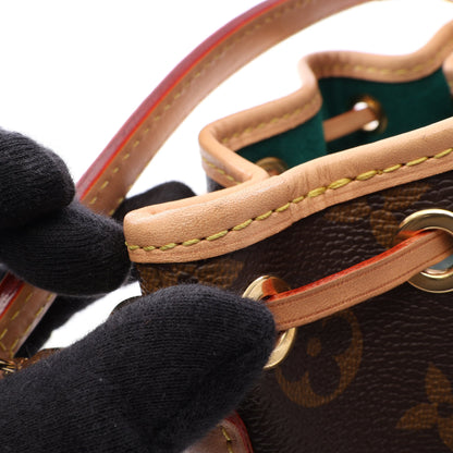LOUIS VUITTON × Sun Yitian ナノ ノエ アニモグラム 2WAY ハンドバッグ PVC レザー ブラウン ピンクレッド ルイヴィトン
