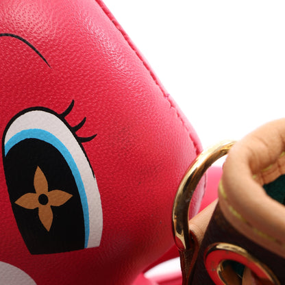 LOUIS VUITTON × Sun Yitian ナノ ノエ アニモグラム 2WAY ハンドバッグ PVC レザー ブラウン ピンクレッド ルイヴィトン