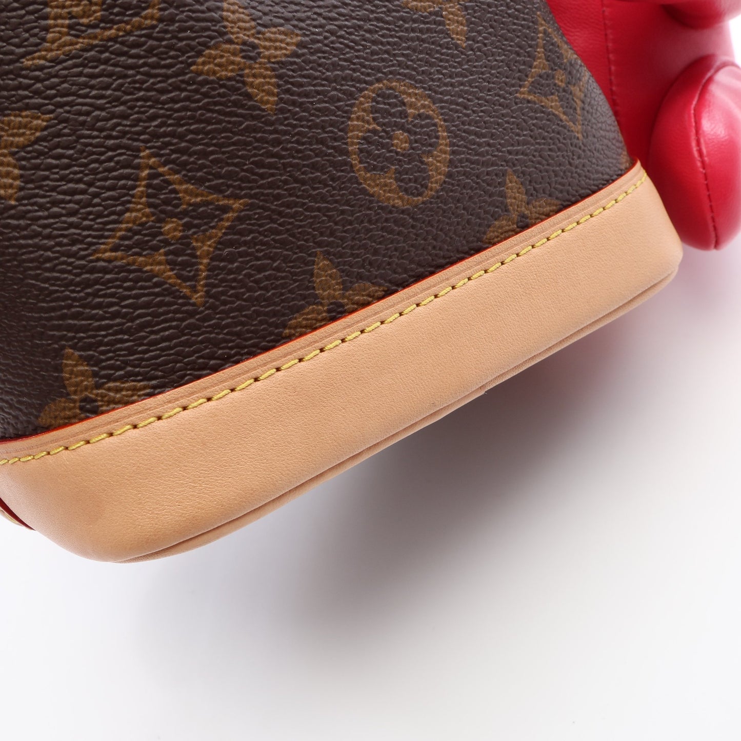 LOUIS VUITTON × Sun Yitian ナノ ノエ アニモグラム 2WAY ハンドバッグ PVC レザー ブラウン ピンクレッド ルイヴィトン