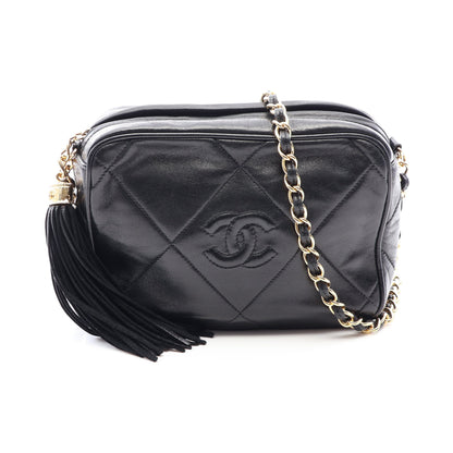 マトラッセ タッセル チェーンショルダーバッグ ラムスキン ブラック ゴールド金具 ヴィンテージ シャネル バッグ CHANEL
