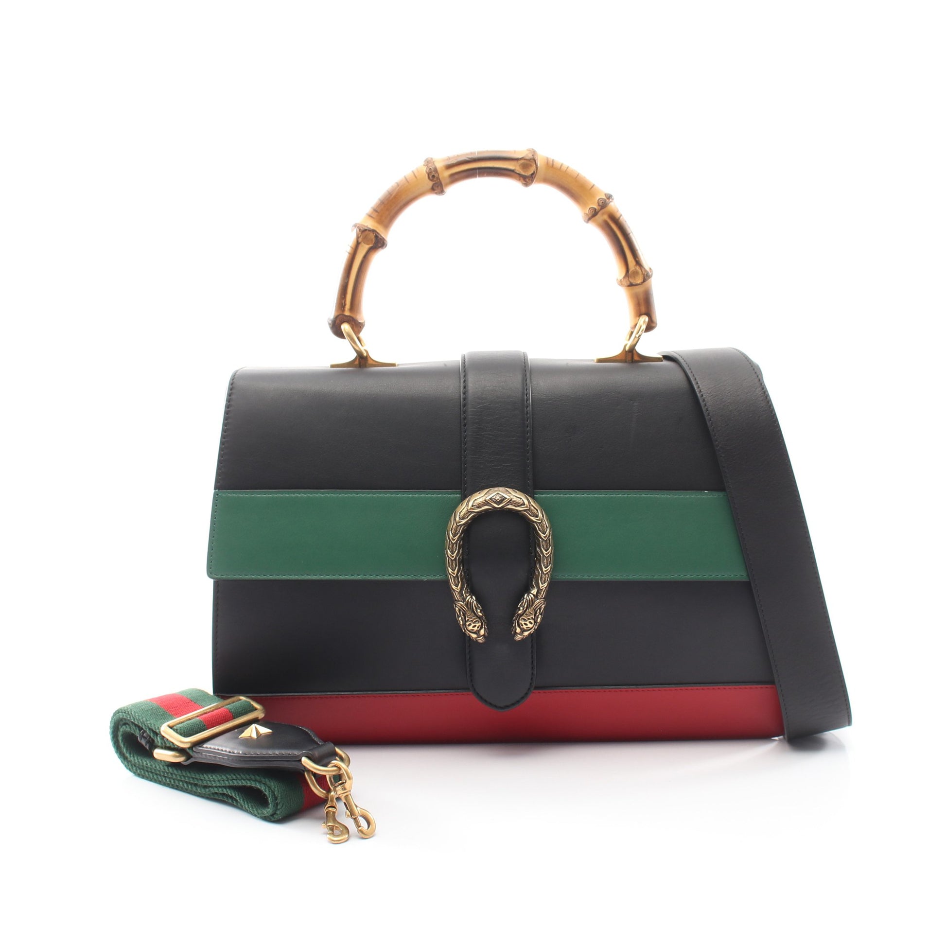 バンブー ディオニュソス 2WAY ハンドバッグ レザー ブラック レッド グリーン グッチ バッグ GUCCI