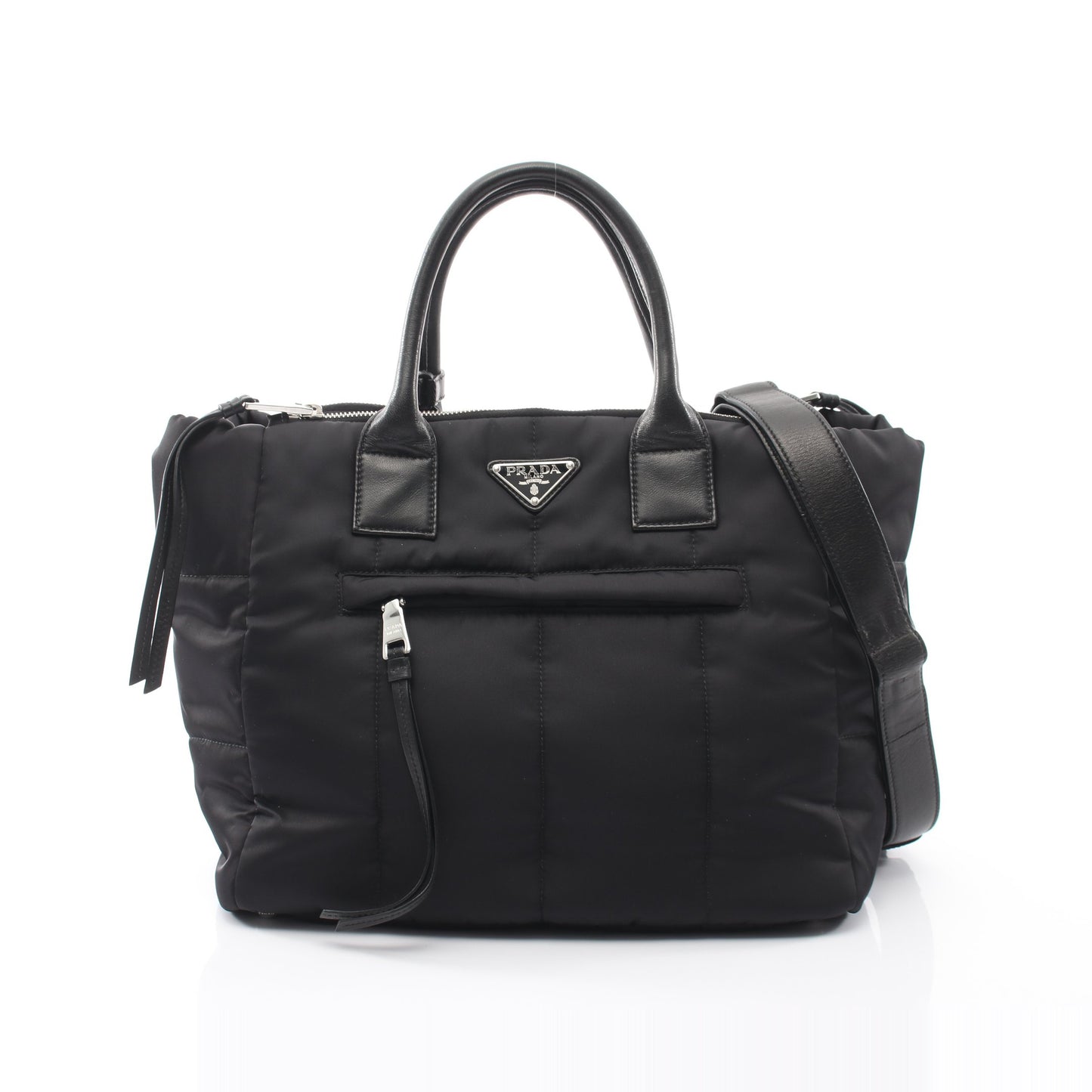 TESSUTO BOMBER ボンバー 2WAY ハンドバッグ トートバッグ ナイロン レザー ブラック プラダ バッグ PRADA