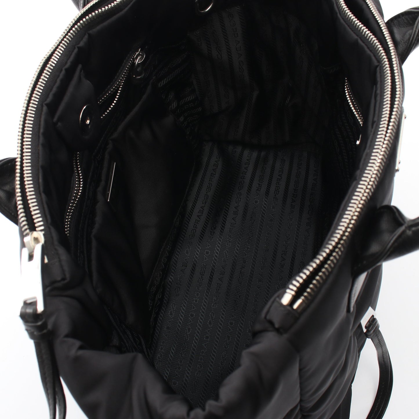 TESSUTO BOMBER ボンバー 2WAY ハンドバッグ トートバッグ ナイロン レザー ブラック プラダ バッグ PRADA