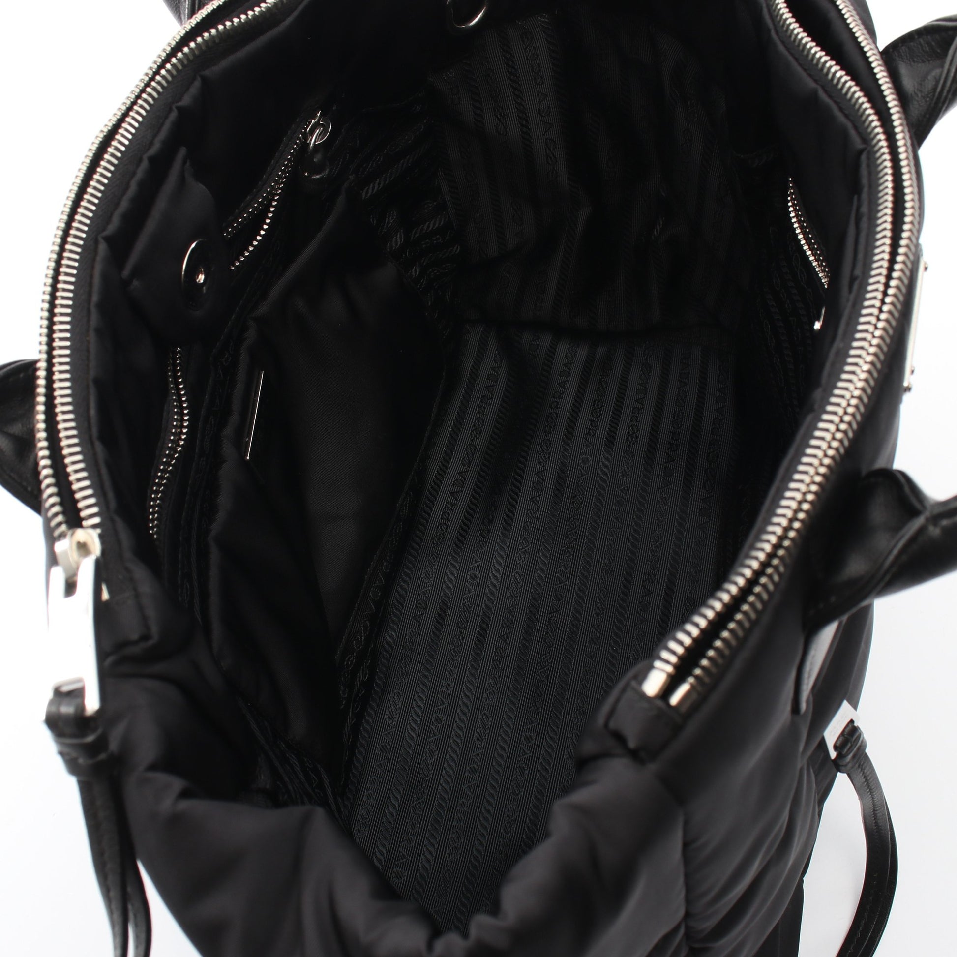 TESSUTO BOMBER ボンバー 2WAY ハンドバッグ トートバッグ ナイロン レザー ブラック プラダ バッグ PRADA