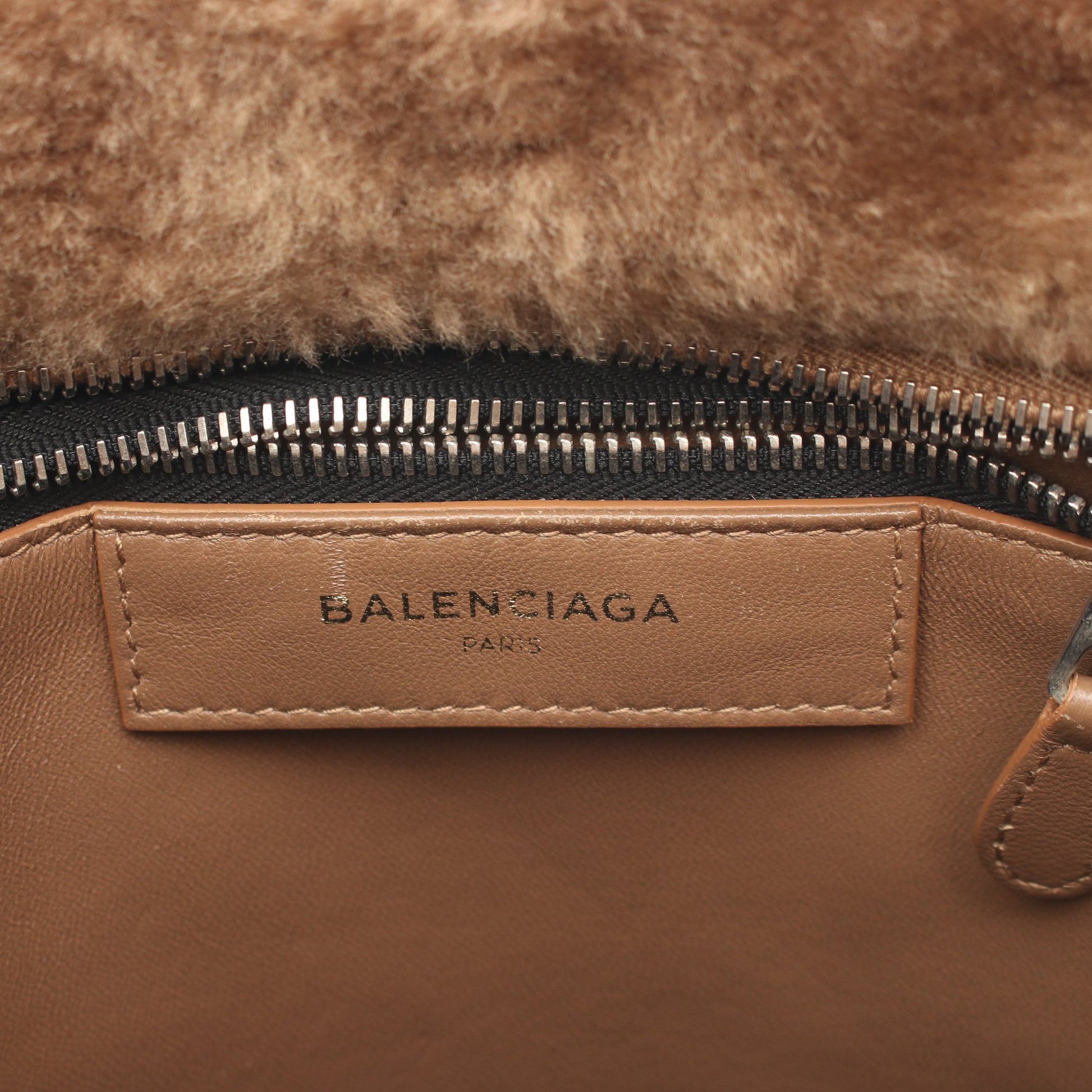 BAZAR SHOPPER バザールショッパー XS 2WAY ハンドバッグ トートバッグ ムートン レザー ブラウン バレンシアガ バッグ BALENCIAGA
