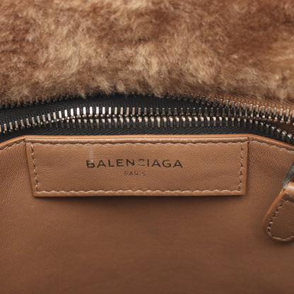 BAZAR SHOPPER バザールショッパー XS 2WAY ハンドバッグ トートバッグ ムートン レザー ブラウン バレンシアガ バッグ BALENCIAGA