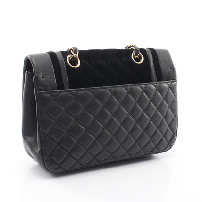 マトラッセ チェーンショルダーバッグ ラムスキン ベロア ブラック ゴールド金具 シャネル バッグ CHANEL