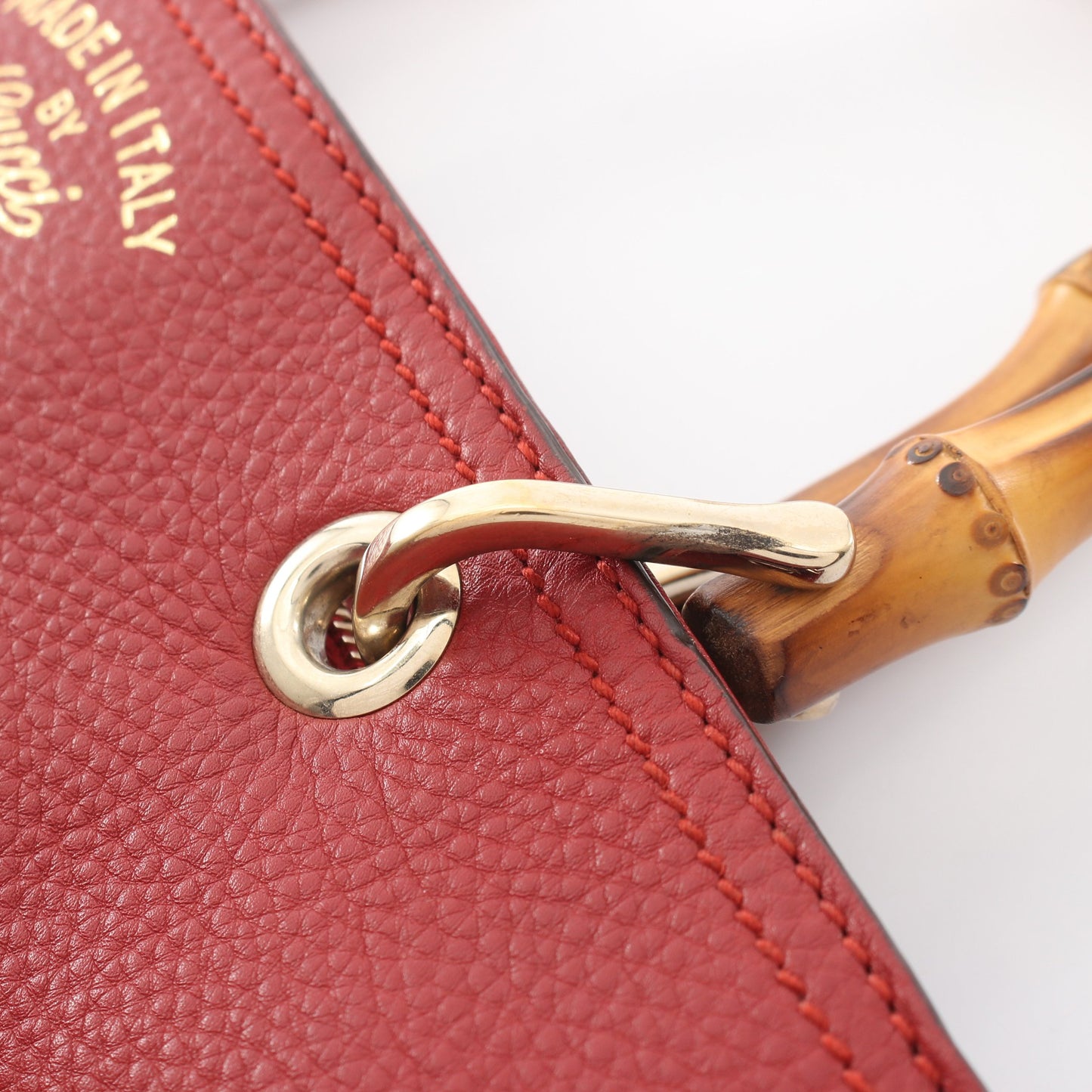 バンブー ショッパー ミディアム 2WAY ハンドバッグ トートバッグ レザー レッド グッチ バッグ GUCCI