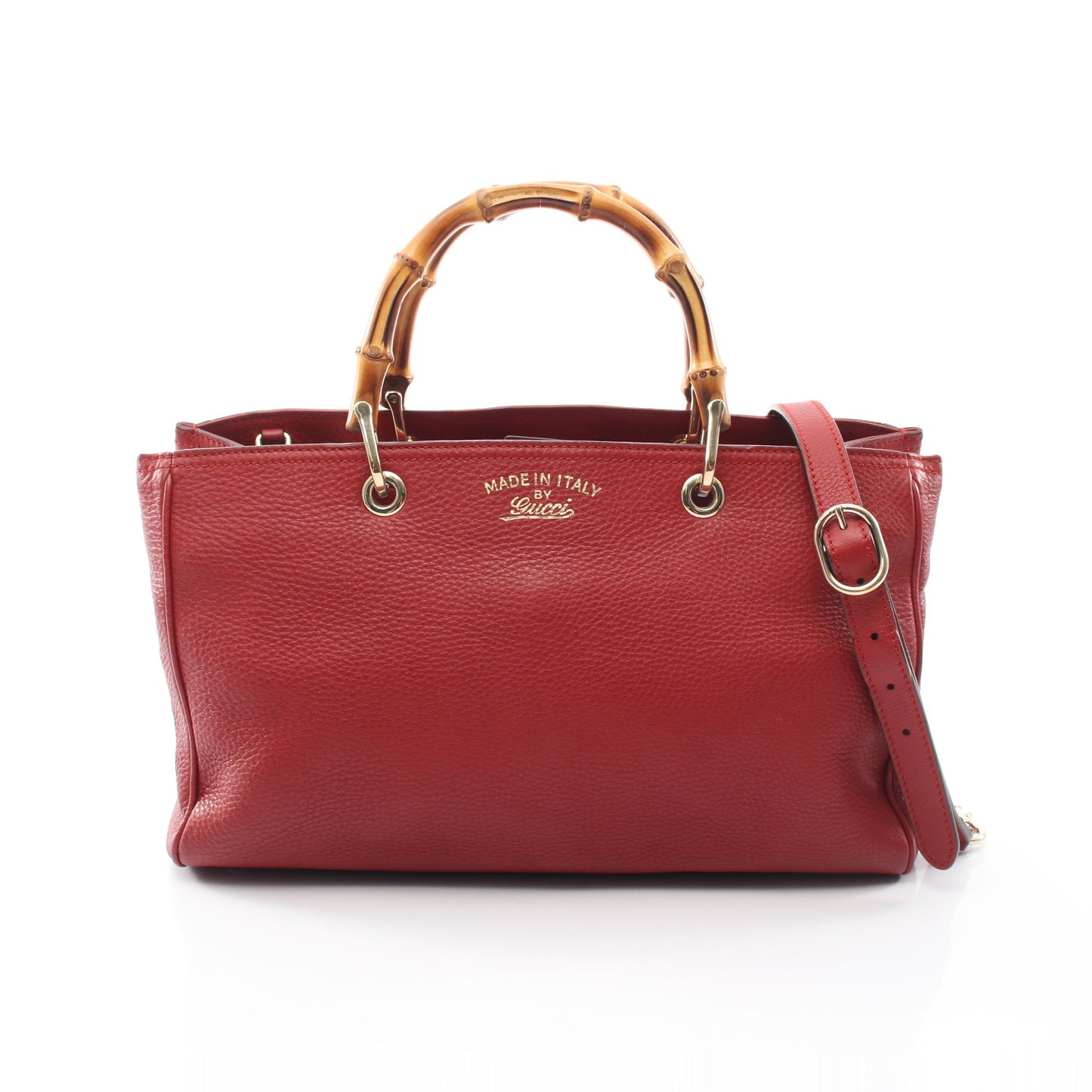 バンブー ショッパー ミディアム 2WAY ハンドバッグ トートバッグ レザー レッド グッチ バッグ GUCCI