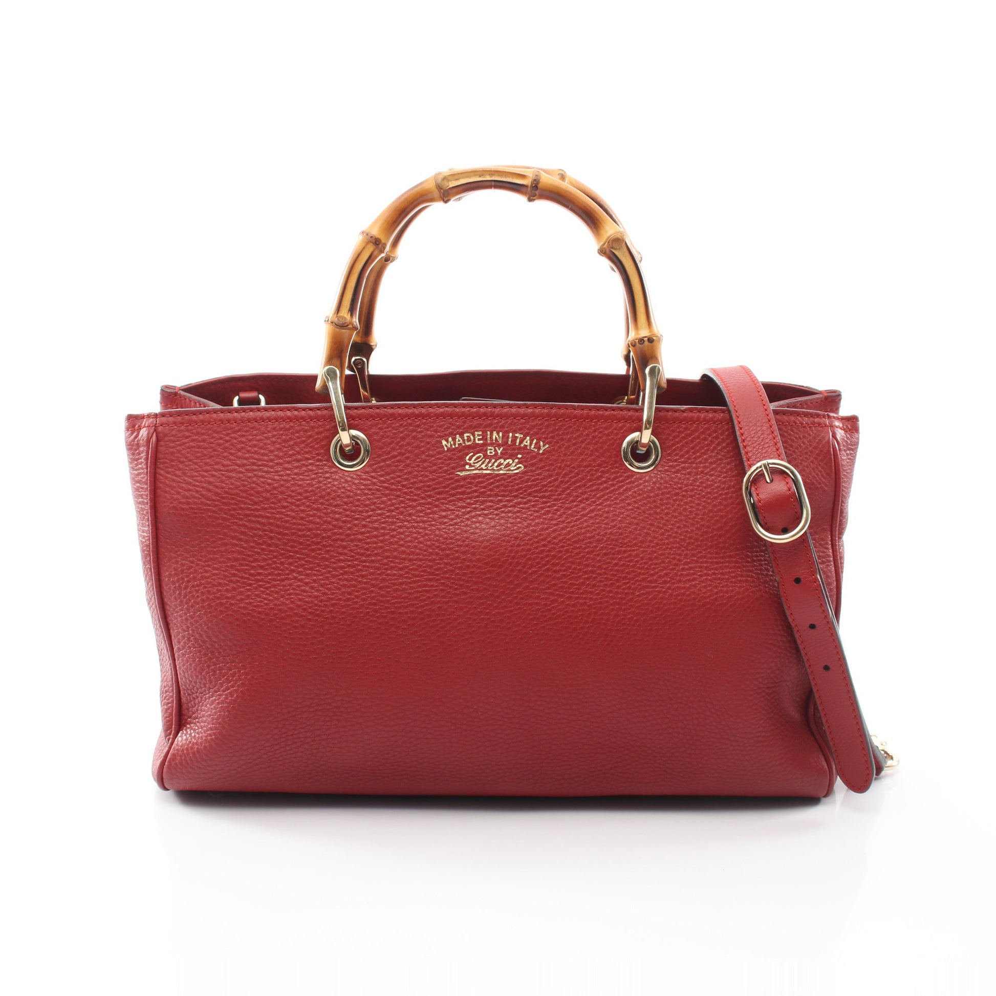 バンブー ショッパー ミディアム 2WAY ハンドバッグ トートバッグ レザー レッド グッチ バッグ GUCCI