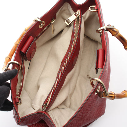 バンブー ショッパー ミディアム 2WAY ハンドバッグ トートバッグ レザー レッド グッチ バッグ GUCCI