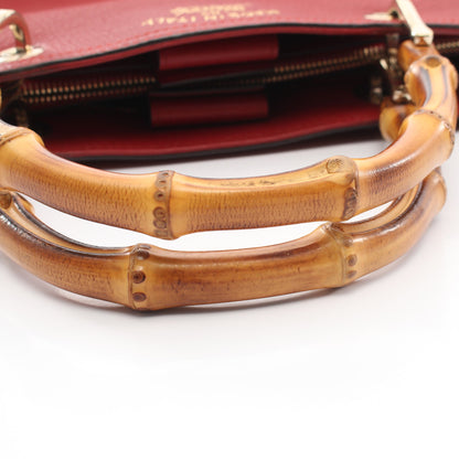 バンブー ショッパー ミディアム 2WAY ハンドバッグ トートバッグ レザー レッド グッチ バッグ GUCCI