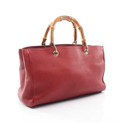 バンブー ショッパー ミディアム 2WAY ハンドバッグ トートバッグ レザー レッド グッチ バッグ GUCCI