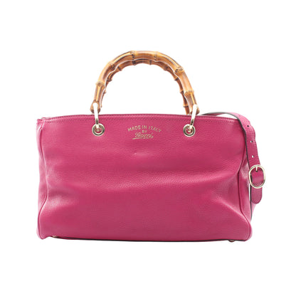 バンブー ショッパー ミディアム 2WAY ハンドバッグ トートバッグ レザー ピンクパープル グッチ バッグ GUCCI