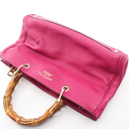 バンブー ショッパー ミディアム 2WAY ハンドバッグ トートバッグ レザー ピンクパープル グッチ バッグ GUCCI