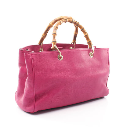 バンブー ショッパー ミディアム 2WAY ハンドバッグ トートバッグ レザー ピンクパープル グッチ バッグ GUCCI