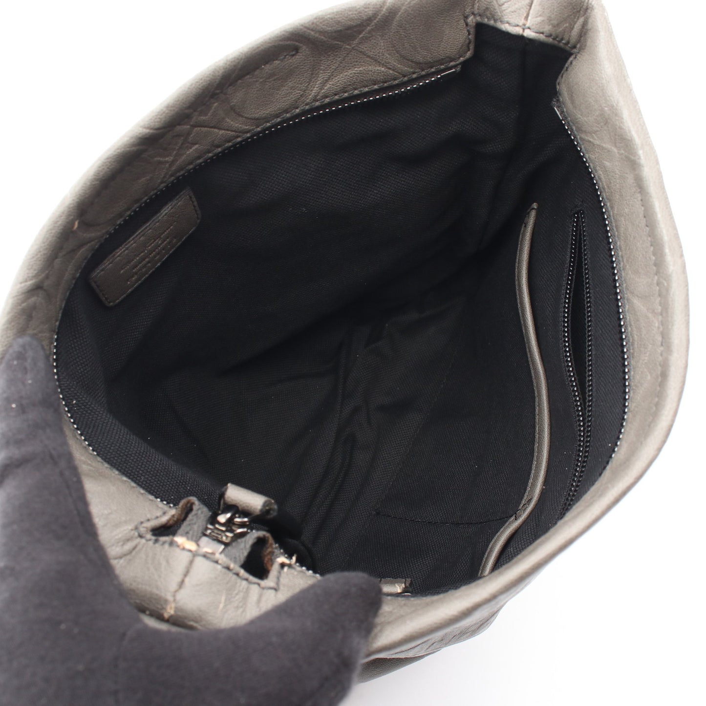ガンチーニ ショルダーバッグ レザー グレー サルヴァトーレフェラガモ バッグ Salvatore Ferragamo