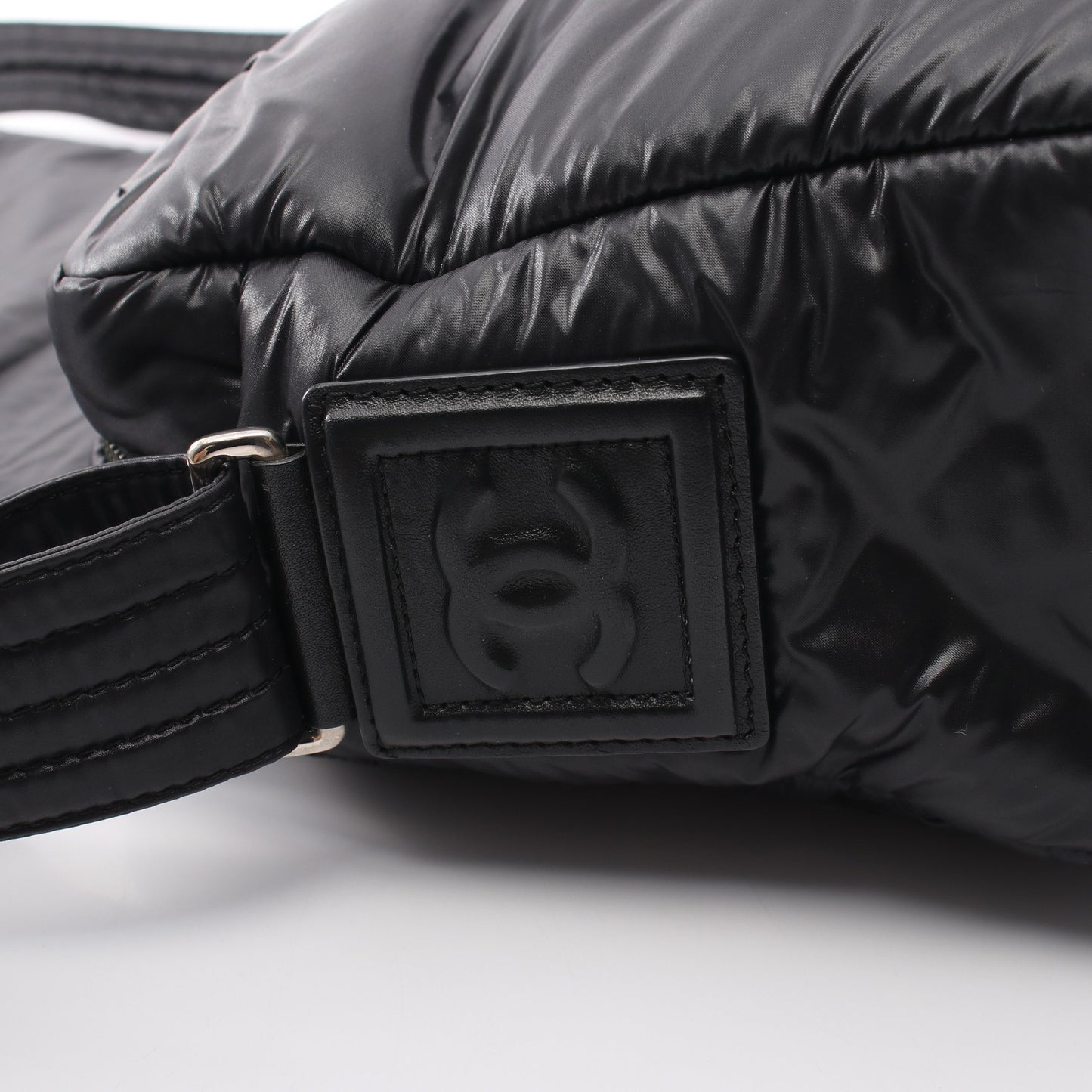 コココクーン ショルダーバッグ ナイロン レザー ブラック シルバー金具 シャネル バッグ CHANEL