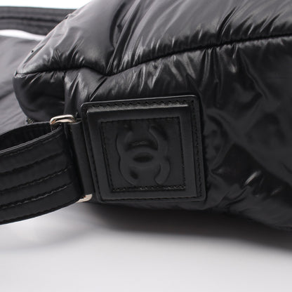 コココクーン ショルダーバッグ ナイロン レザー ブラック シルバー金具 シャネル バッグ CHANEL