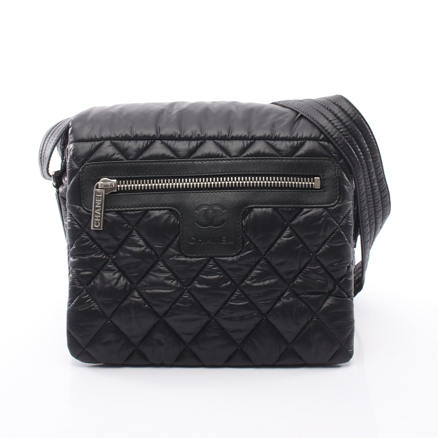 コココクーン ショルダーバッグ ナイロン レザー ブラック シルバー金具 シャネル バッグ CHANEL
