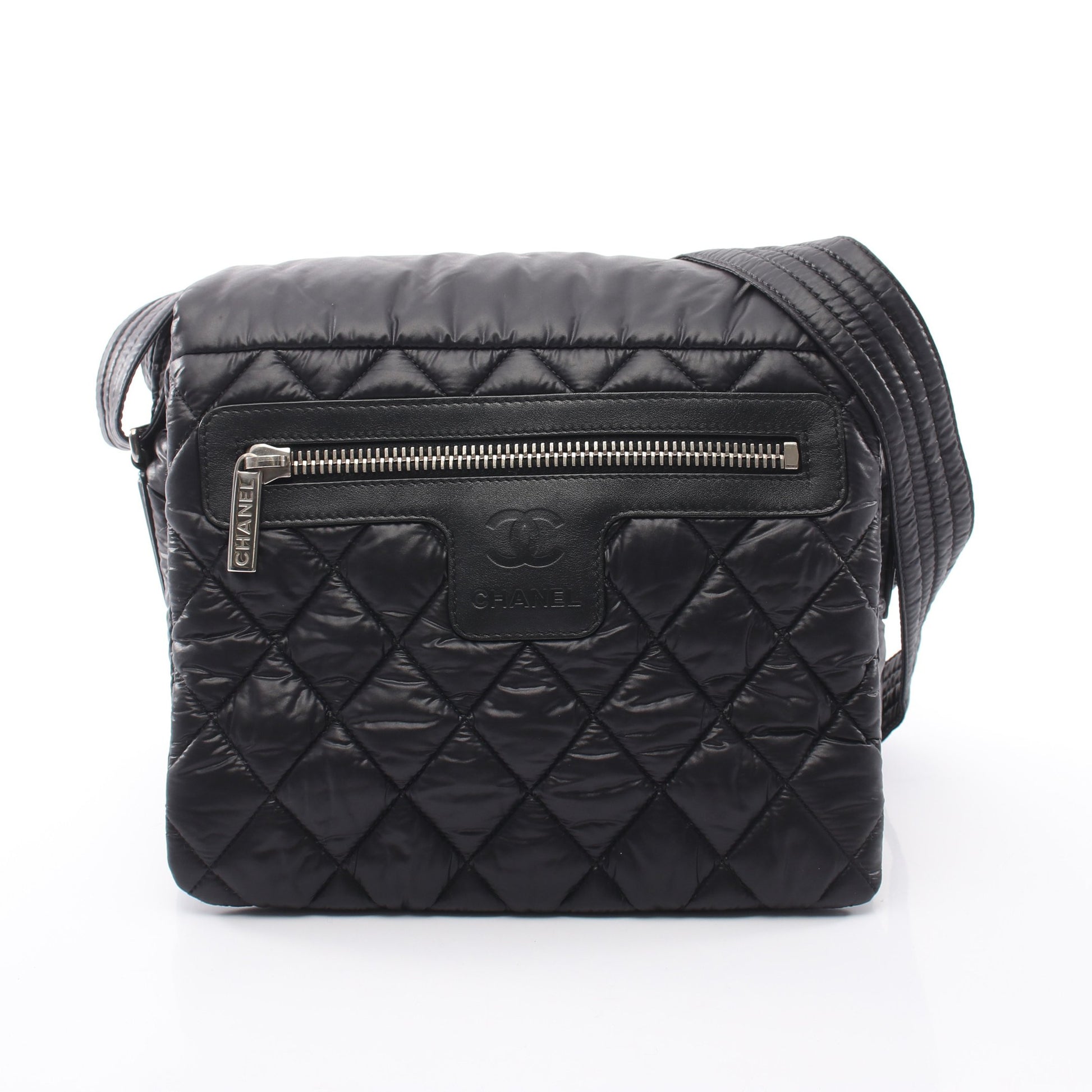 コココクーン ショルダーバッグ ナイロン レザー ブラック シルバー金具 シャネル バッグ CHANEL