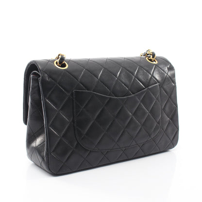 マトラッセ Wフラップ Wチェーンショルダーバッグ ラムスキン ブラック ゴールド金具 シャネル バッグ CHANEL