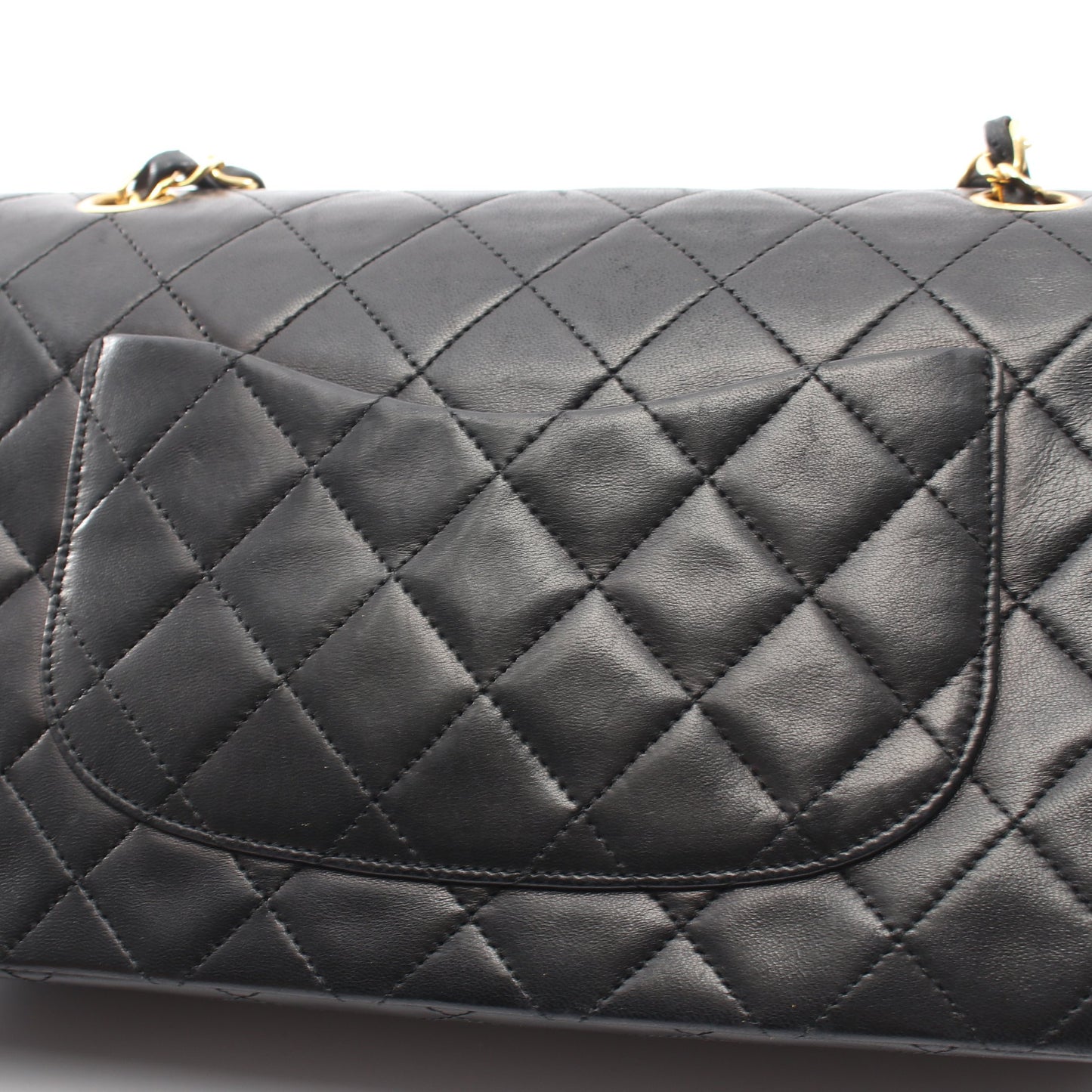 マトラッセ Wフラップ Wチェーンショルダーバッグ ラムスキン ブラック ゴールド金具 シャネル バッグ CHANEL