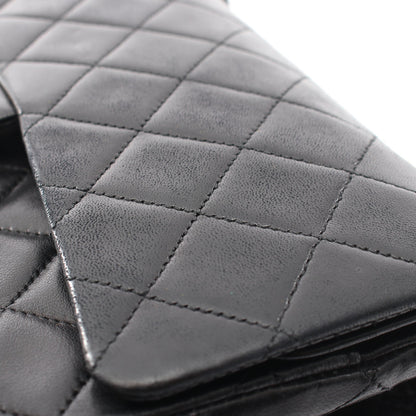 マトラッセ Wフラップ Wチェーンショルダーバッグ ラムスキン ブラック ゴールド金具 シャネル バッグ CHANEL