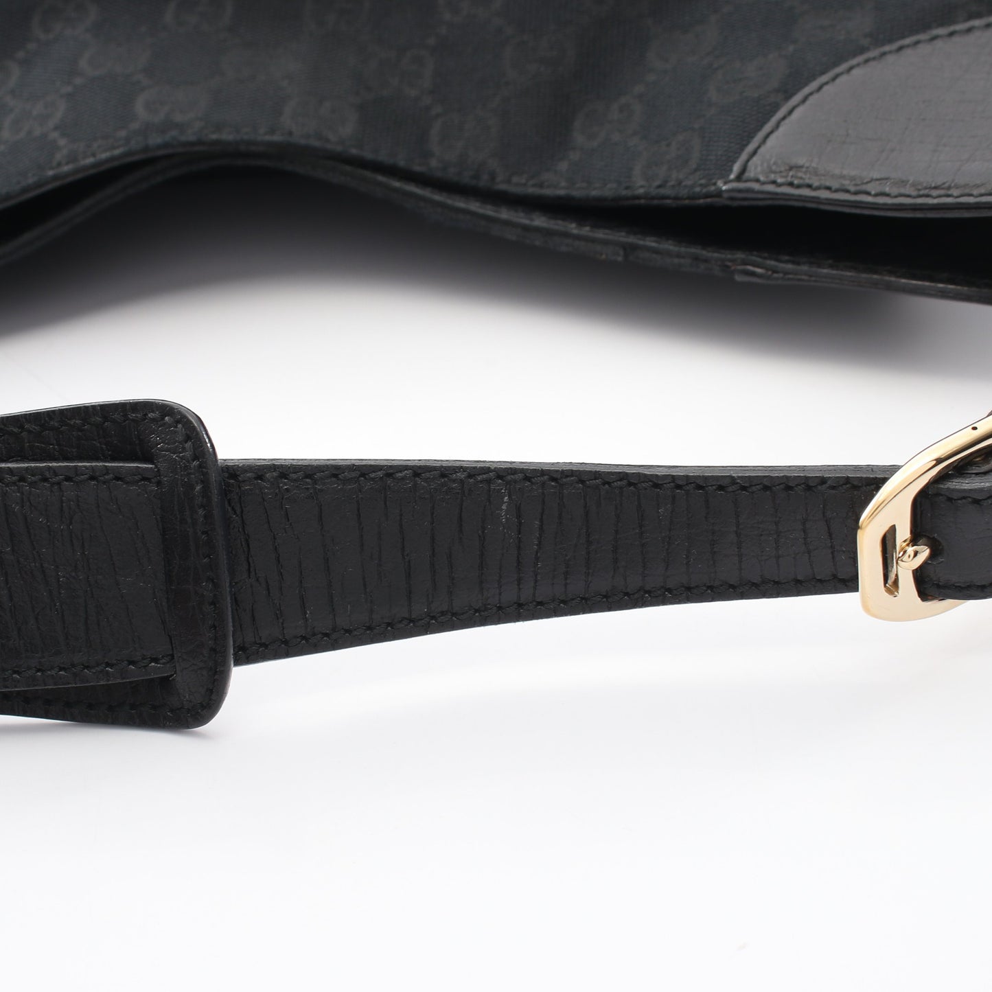 ホースビット GGキャンバス ワンショルダーバッグ キャンバス レザー ブラック グッチ バッグ GUCCI