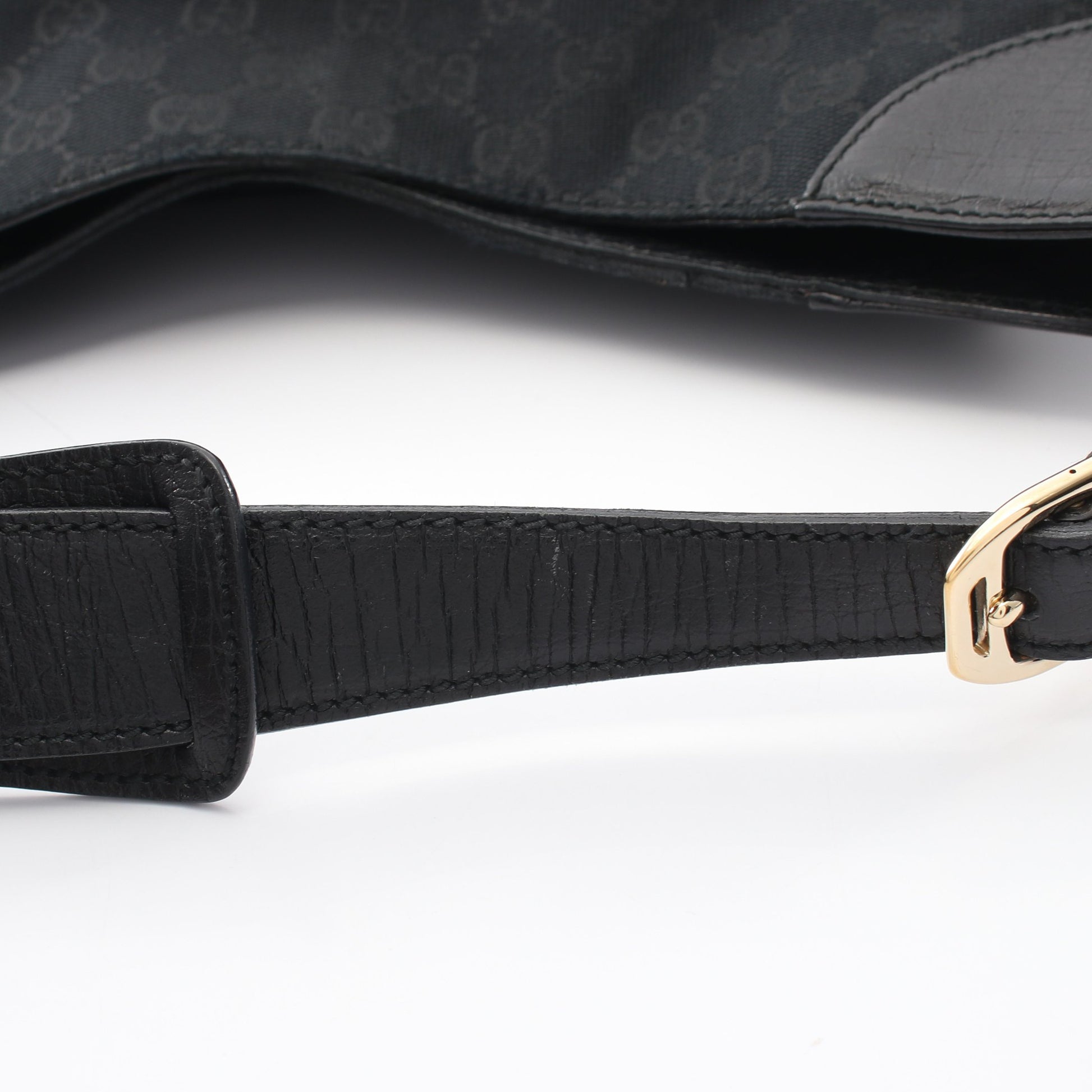 ホースビット GGキャンバス ワンショルダーバッグ キャンバス レザー ブラック グッチ バッグ GUCCI