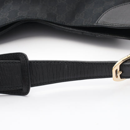 ホースビット GGキャンバス ワンショルダーバッグ キャンバス レザー ブラック グッチ バッグ GUCCI