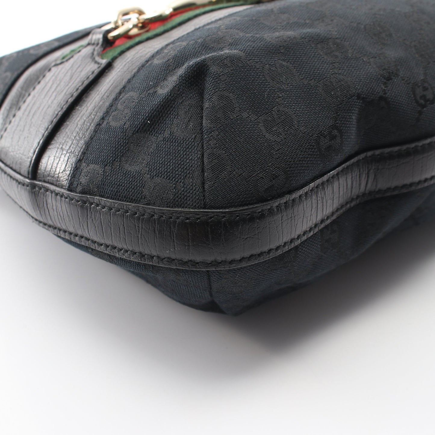 ホースビット GGキャンバス ワンショルダーバッグ キャンバス レザー ブラック グッチ バッグ GUCCI