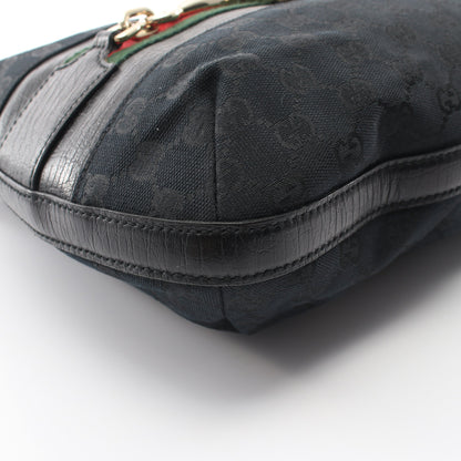 ホースビット GGキャンバス ワンショルダーバッグ キャンバス レザー ブラック グッチ バッグ GUCCI