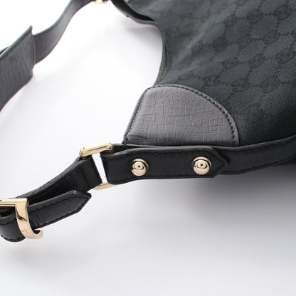 ホースビット GGキャンバス ワンショルダーバッグ キャンバス レザー ブラック グッチ バッグ GUCCI